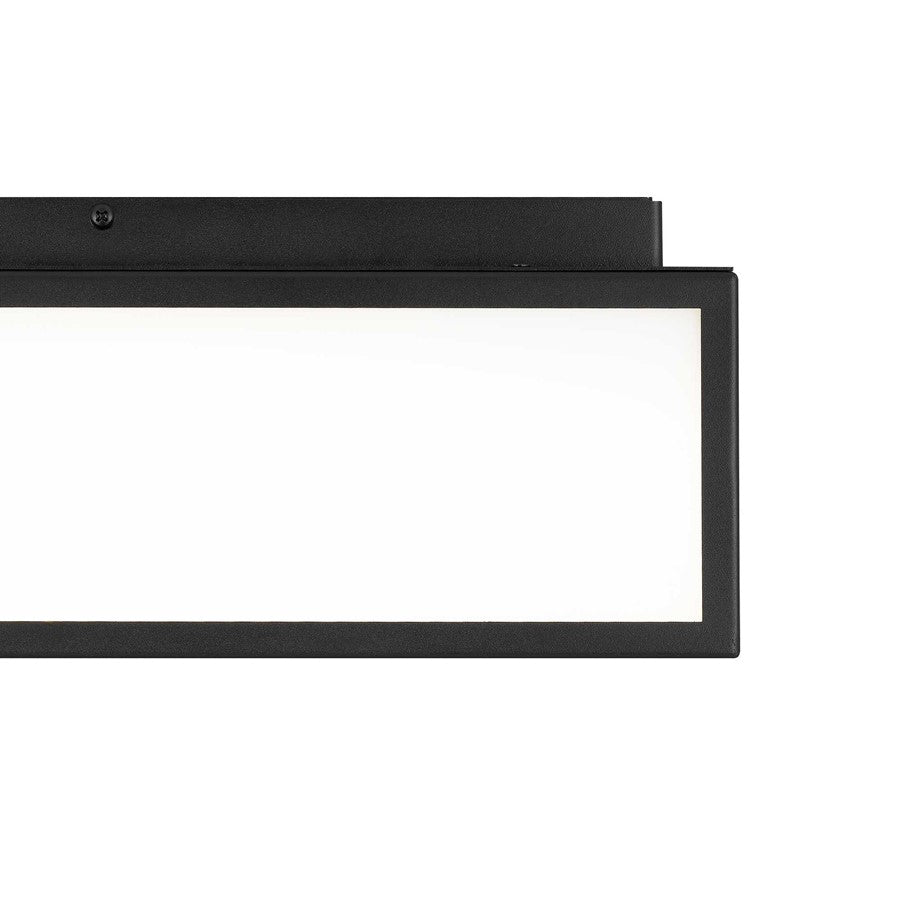 Alteck Panel Square 14in 1-Light Outdoor Flush Mount | Contemporary Sand Black Stainless Steel and Etched White Glass | Model AFM0025-3CCT-W-BK