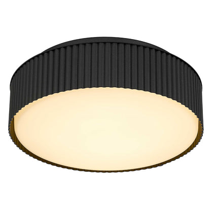 Alteck Ch 9" LED Outdoor Mount, Black/White Opal, Sand Black