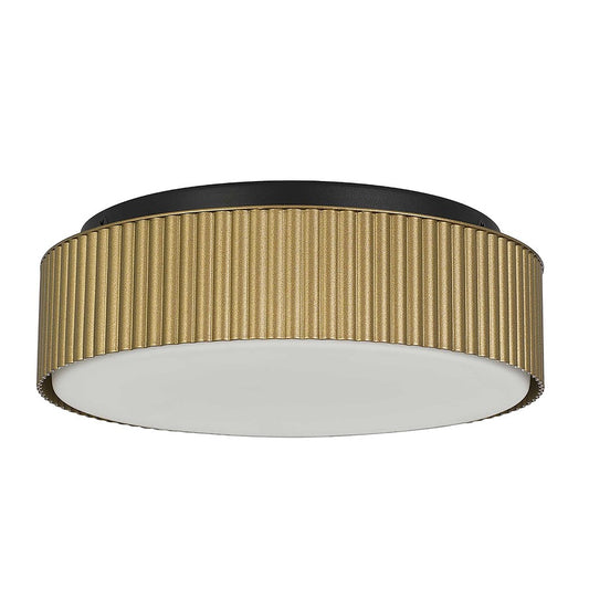 Alteck Channel 9in 1-Light Outdoor Flush Mount | Art Deco Sand Black and Etched White Opal Glass | Hallway & Covered | Model AFM0064-5CCT-W-BK-PB