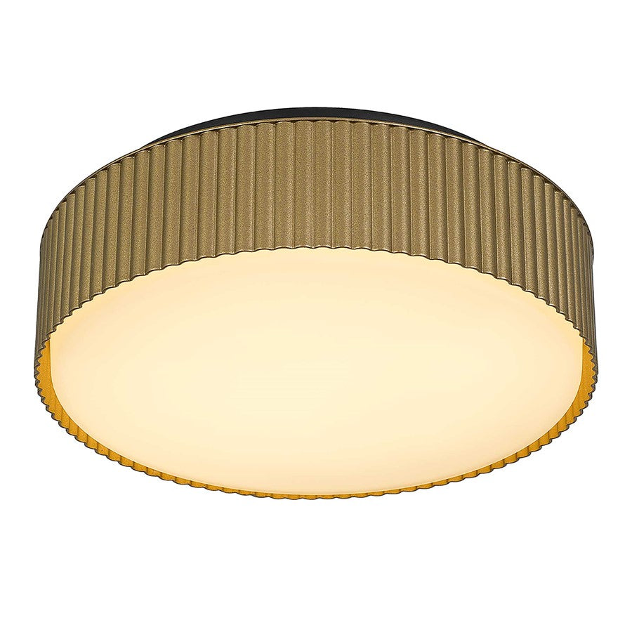 Alteck Channel 9in 1-Light Outdoor Flush Mount | Art Deco Sand Black and Etched White Opal Glass | Hallway & Covered | Model AFM0064-5CCT-W-BK-PB