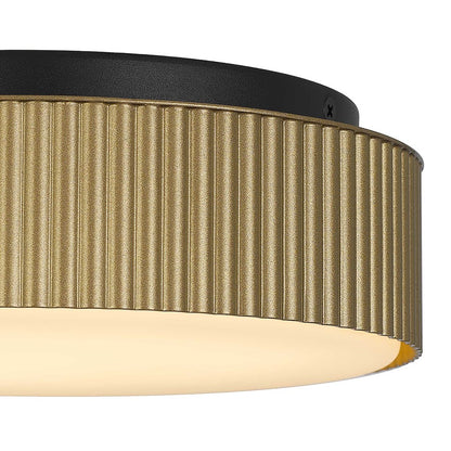 Alteck Channel 9in 1-Light Outdoor Flush Mount | Art Deco Sand Black and Etched White Opal Glass | Hallway & Covered | Model AFM0064-5CCT-W-BK-PB