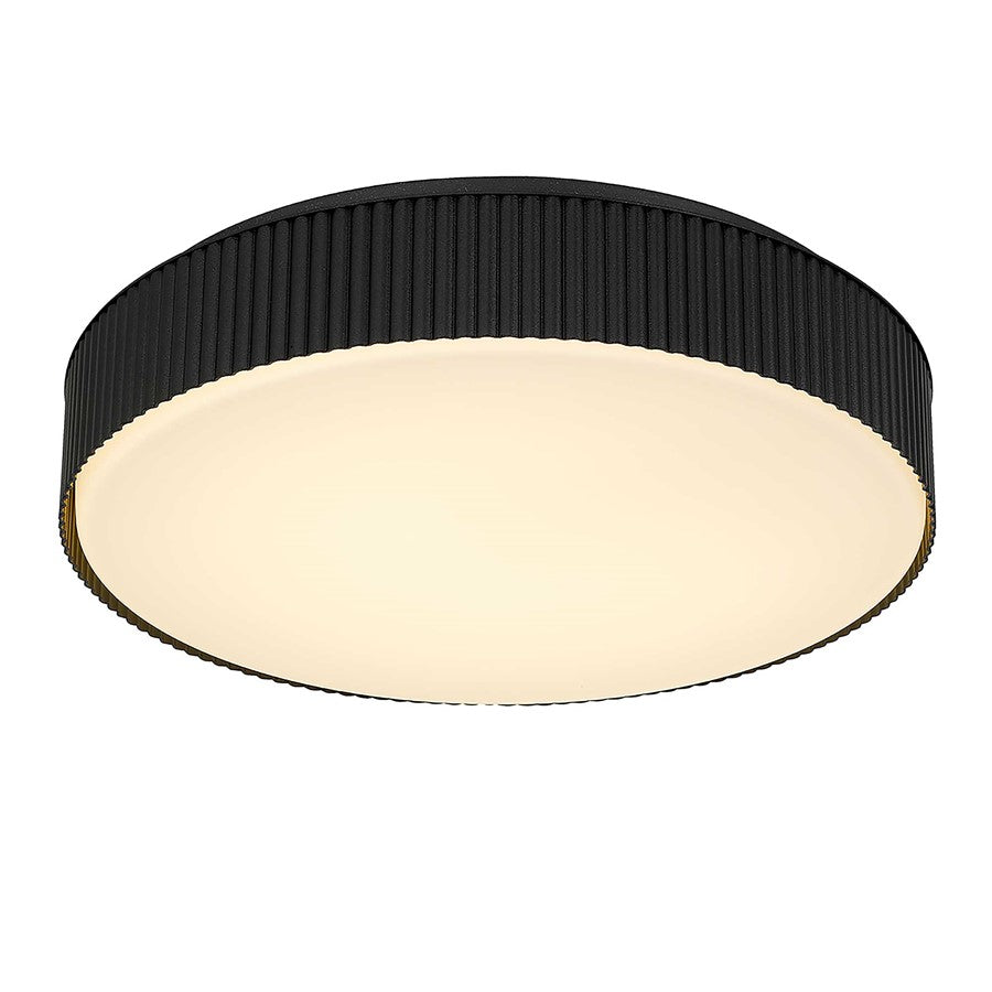 Alteck Ch 13" LED Outdoor Mount, Black/White Opal, Black