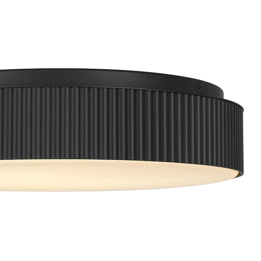 Alteck Ch 13" LED Outdoor Mount, Black/White Opal, Black