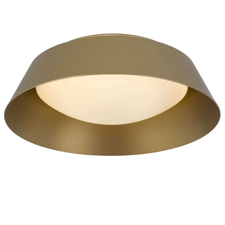 Alteck Pez 11in 1-Light Outdoor Flush Mount | Contemporary Painted Brass and Etched White Opal Glass | Entryway & Covered | Model AFM0066-5CCT-W-PB