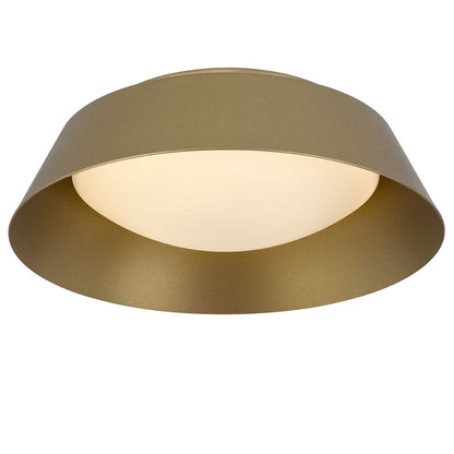 Alteck Pez 11in 1-Light Outdoor Flush Mount | Contemporary Painted Brass and Etched White Opal Glass | Entryway & Covered | Model AFM0066-5CCT-W-PB