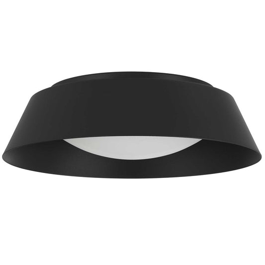 Alteck Pez 15in LED Outdoor Flush Mount | Contemporary Sand Black Aluminum and Etched White Opal Glass | Entryway & Covered | Model AFM0067-5CCT-W-BK