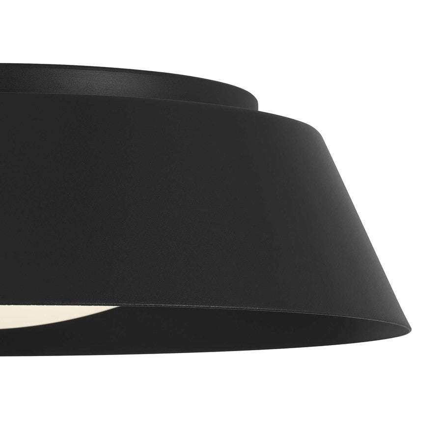 Alteck Pez 15" LED Outdoor Flush, Black/Etched, Sand Black