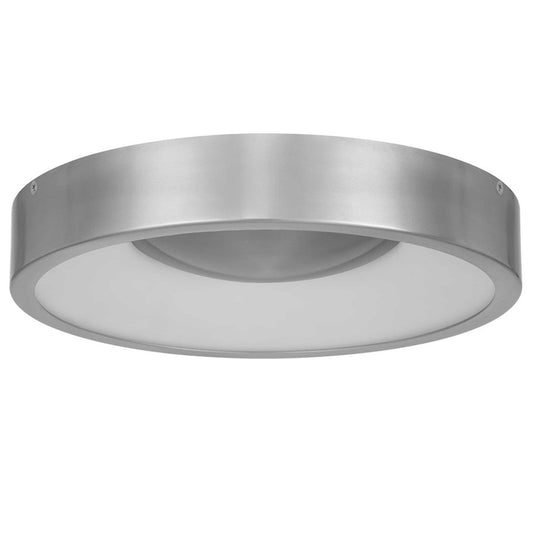 Alteck Stellar 11in 1-Light Outdoor Flush Mount | Contemporary Brushed Aluminum and Etched White Acrylic | Covered Patio | Model AFM0068-5CCT-W-BA