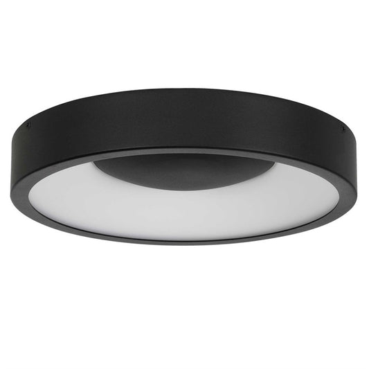 Alteck Stellar 11in 1-Light LED Outdoor Flush Mount | Contemporary Sand Black and Etched White Acrylic | Covered Patio | Model AFM0068-5CCT-W-BK