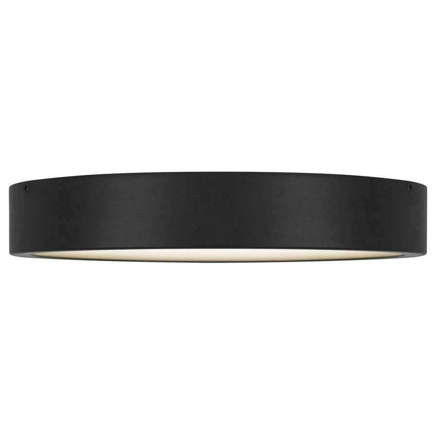 Alteck Stellar 11in 1-Light LED Outdoor Flush Mount | Contemporary Sand Black and Etched White Acrylic | Covered Patio | Model AFM0068-5CCT-W-BK