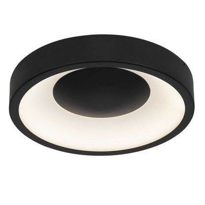 Alteck Stellar 11in 1-Light LED Outdoor Flush Mount | Contemporary Sand Black and Etched White Acrylic | Covered Patio | Model AFM0068-5CCT-W-BK
