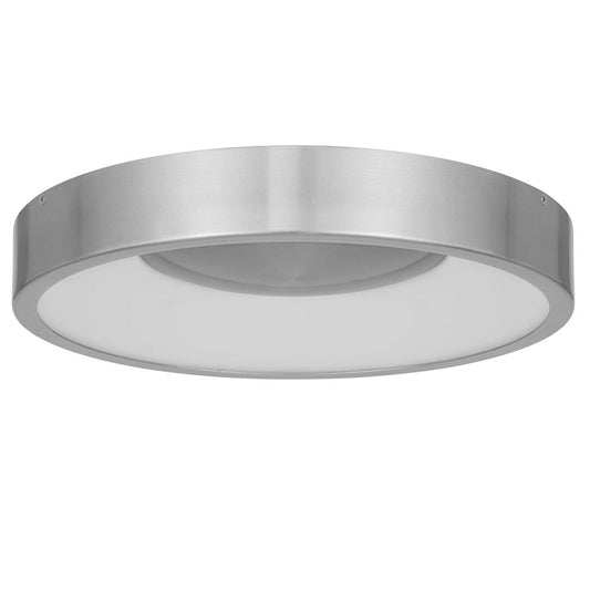 Alteck Stellar 14in 1-Light LED Outdoor Flush Mount | Contemporary Brushed Aluminum and Etched White Acrylic | Entryway | Model AFM0069-5CCT-W-BA
