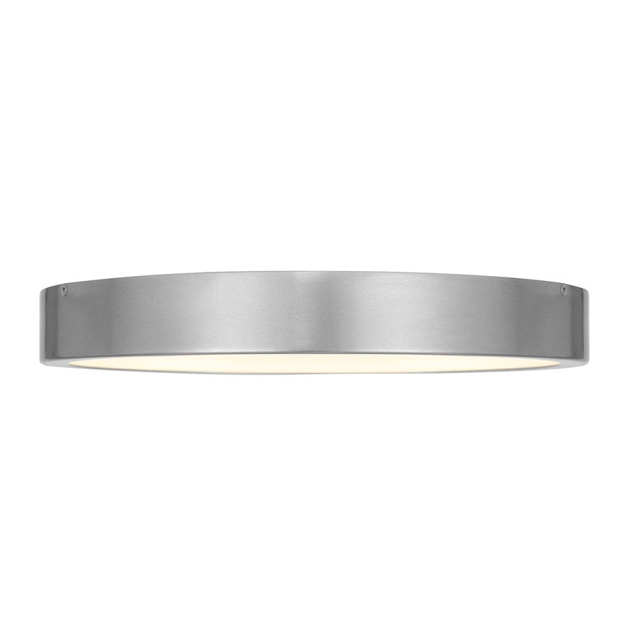 Alteck Stellar 14in 1-Light LED Outdoor Flush Mount | Contemporary Brushed Aluminum and Etched White Acrylic | Entryway | Model AFM0069-5CCT-W-BA