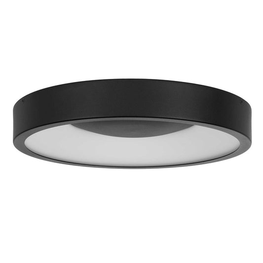Alteck Stellar 14in 1-Light Outdoor Flush Mount | Contemporary Sand Black Aluminum and Etched White Acrylic | Porch | Model AFM0069-5CCT-W-BK