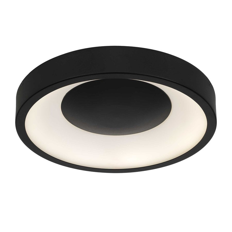 Alteck Stellar 14in 1-Light Outdoor Flush Mount | Contemporary Sand Black Aluminum and Etched White Acrylic | Porch | Model AFM0069-5CCT-W-BK