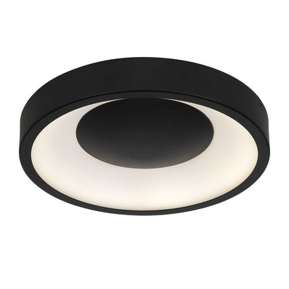 Alteck Stellar 14in 1-Light Outdoor Flush Mount | Contemporary Sand Black Aluminum and Etched White Acrylic | Porch | Model AFM0069-5CCT-W-BK