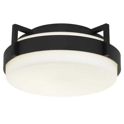 Alteck Ted 12" LED Outdoor Flush, Black/Etched, Sand Black
