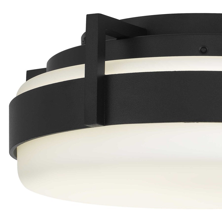 Alteck Ted 12" LED Outdoor Flush, Black/Etched, Sand Black