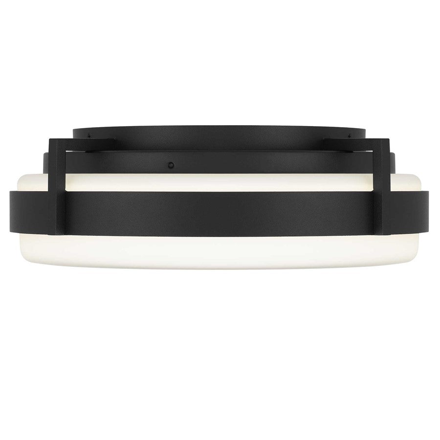 Alteck Ted 15in 1-Light Outdoor Flush Mount | Contemporary Sand Black Aluminum and Etched White Opal Glass | Entryway | Model AFM0086-5CCT-W-BK