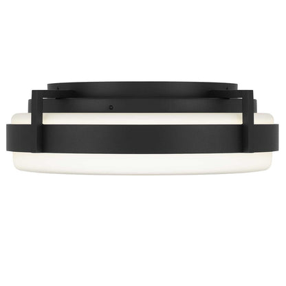 Alteck Ted 15in 1-Light Outdoor Flush Mount | Contemporary Sand Black Aluminum and Etched White Opal Glass | Entryway | Model AFM0086-5CCT-W-BK