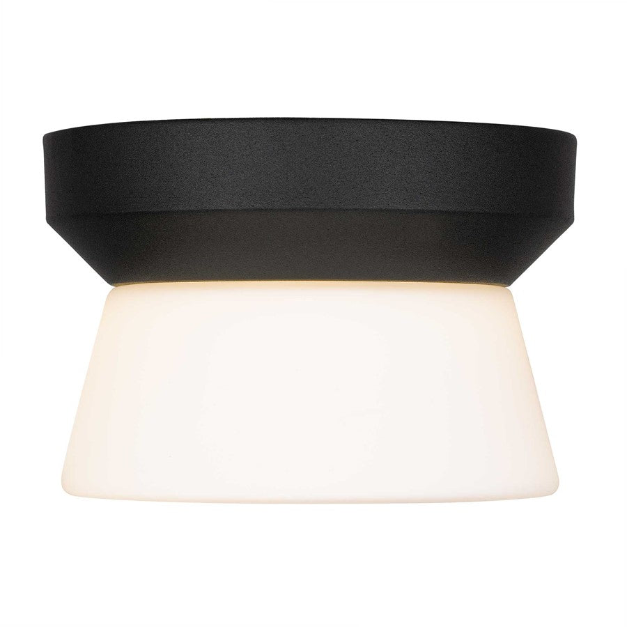 Alteck Skirt 7" LED Outdoor Flush, Black/Etched, Sand Black