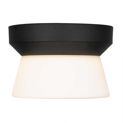 Alteck Skirt 7" LED Outdoor Flush, Black/Etched, Sand Black
