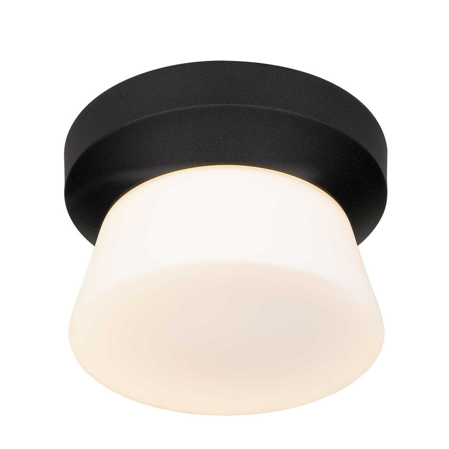 Alteck Skirt 7" LED Outdoor Flush, Black/Etched, Sand Black
