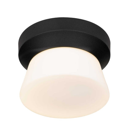 Alteck Skirt 7" LED Outdoor Flush, Black/Etched, Sand Black