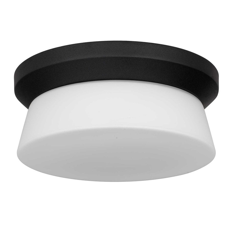 Alteck Skirt 11" LED Outdoor Flush, Black/Etched, Sand Black - AFM0148-3CCT-W-BK