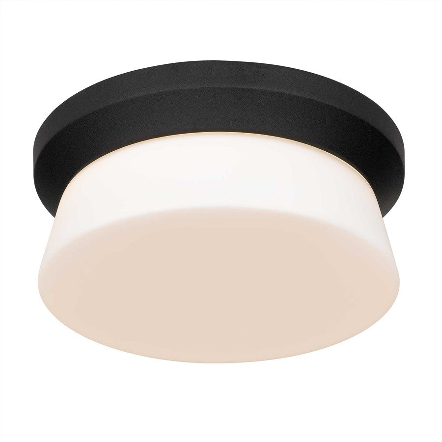 Alteck Skirt 11" LED Outdoor Flush, Black/Etched, Sand Black