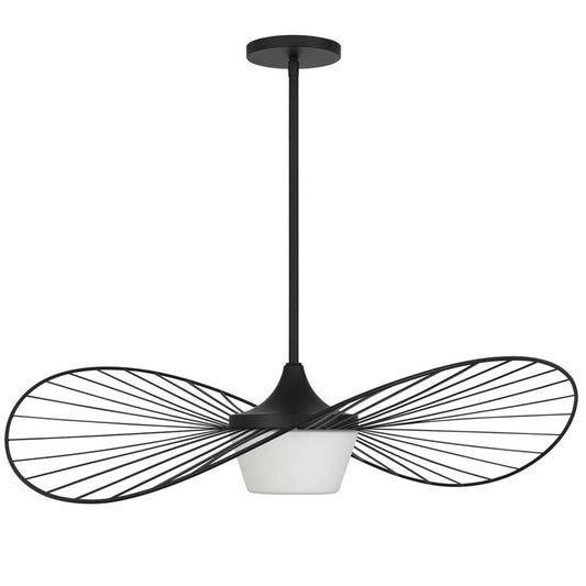 Alteck New Wave 34in 1-Light Outdoor Pendant | Contemporary Sand Black and Etched White Opal Glass | Covered Patio | Model AP0070-5CCT-W-BK