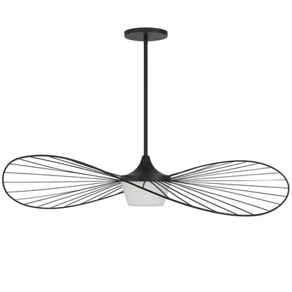 Alteck New Wave 44in 1-Light Outdoor Pendant | Contemporary Sand Black and Etched White Opal Glass | Covered Patio & Porch | Model AP0071-5CCT-W-BK