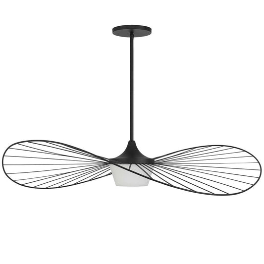 Alteck New Wave 44in 1-Light Outdoor Pendant | Contemporary Sand Black and Etched White Opal Glass | Covered Patio & Porch | Model AP0071-5CCT-W-BK