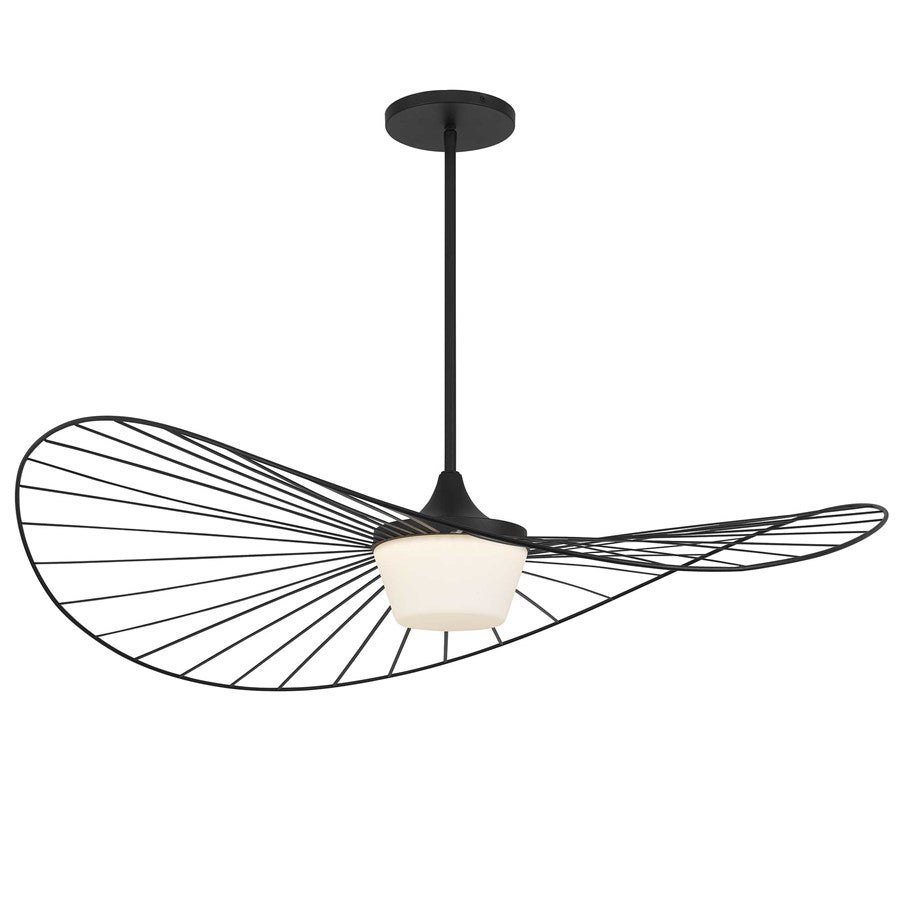 Alteck New Wave 44in 1-Light Outdoor Pendant | Contemporary Sand Black and Etched White Opal Glass | Covered Patio & Porch | Model AP0071-5CCT-W-BK