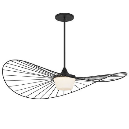 Alteck New Wave 44in 1-Light Outdoor Pendant | Contemporary Sand Black and Etched White Opal Glass | Covered Patio & Porch | Model AP0071-5CCT-W-BK