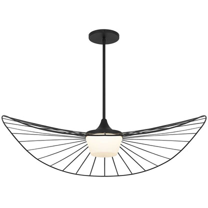 Alteck New Wave 44in 1-Light Outdoor Pendant | Contemporary Sand Black and Etched White Opal Glass | Covered Patio & Porch | Model AP0071-5CCT-W-BK