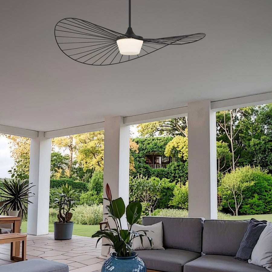 Alteck New Wave 44in 1-Light Outdoor Pendant | Contemporary Sand Black and Etched White Opal Glass | Covered Patio & Porch | Model AP0071-5CCT-W-BK