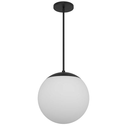 Alteck Rondure 14in 1-Light Outdoor Pendant | Contemporary Sand Black and White Opal Glass | Covered Patio & Entryway | Model AP0073-5CCT-W-BK