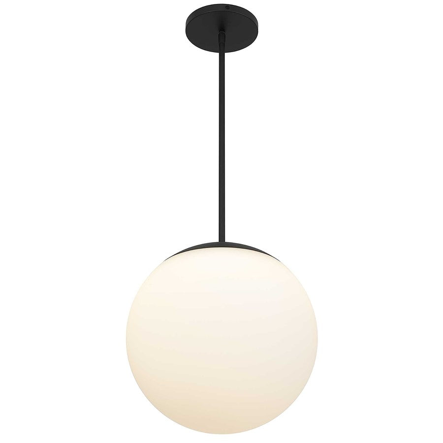 Alteck Rondure 14in 1-Light Outdoor Pendant | Contemporary Sand Black and White Opal Glass | Covered Patio & Entryway | Model AP0073-5CCT-W-BK