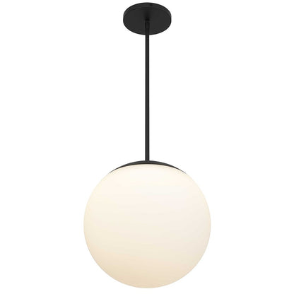Alteck Rondure 14in 1-Light Outdoor Pendant | Contemporary Sand Black and White Opal Glass | Covered Patio & Entryway | Model AP0073-5CCT-W-BK