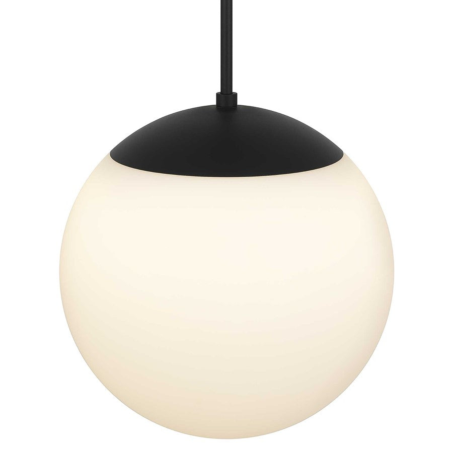Alteck Rondure14" Outdoor Pend, Black/White Opal, Sand Black