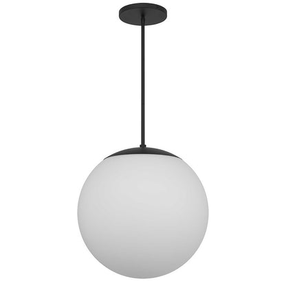 Alteck Rondure 18in 1-Light LED Outdoor Pendant | Contemporary Sand Black and Etched White Opal Glass | Covered Patio | Model AP0074-5CCT-W-BK