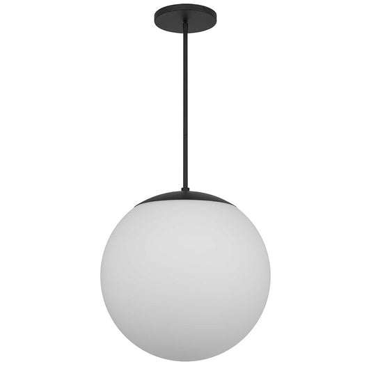 Alteck Rondure 18in 1-Light LED Outdoor Pendant | Contemporary Sand Black and Etched White Opal Glass | Covered Patio | Model AP0074-5CCT-W-BK