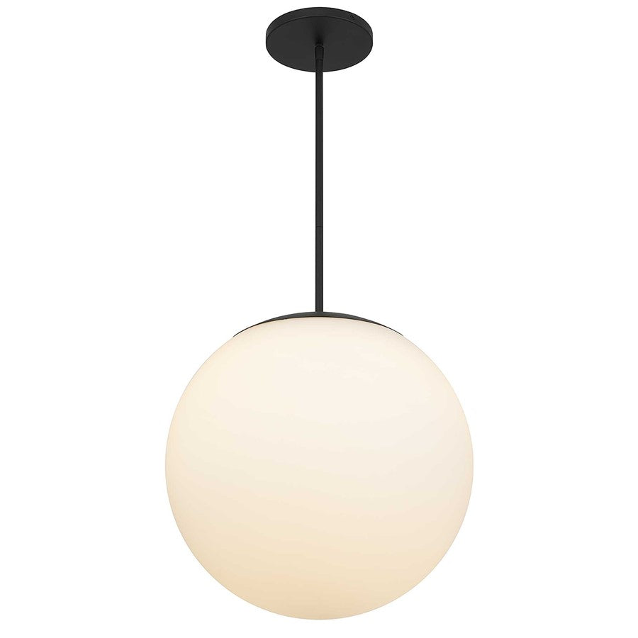 Alteck Rondure 18in 1-Light LED Outdoor Pendant | Contemporary Sand Black and Etched White Opal Glass | Covered Patio | Model AP0074-5CCT-W-BK