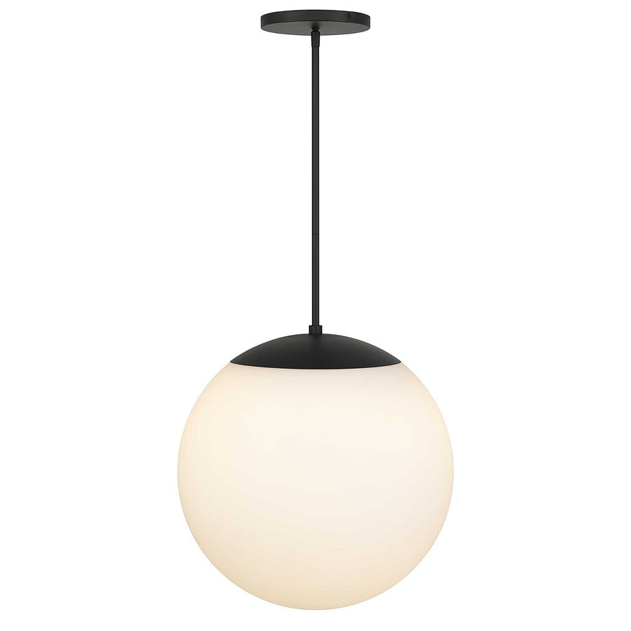Alteck Rondure 18in 1-Light LED Outdoor Pendant | Contemporary Sand Black and Etched White Opal Glass | Covered Patio | Model AP0074-5CCT-W-BK