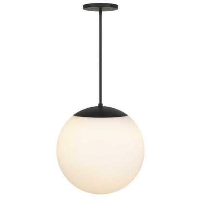 Alteck Rondure 18in 1-Light LED Outdoor Pendant | Contemporary Sand Black and Etched White Opal Glass | Covered Patio | Model AP0074-5CCT-W-BK