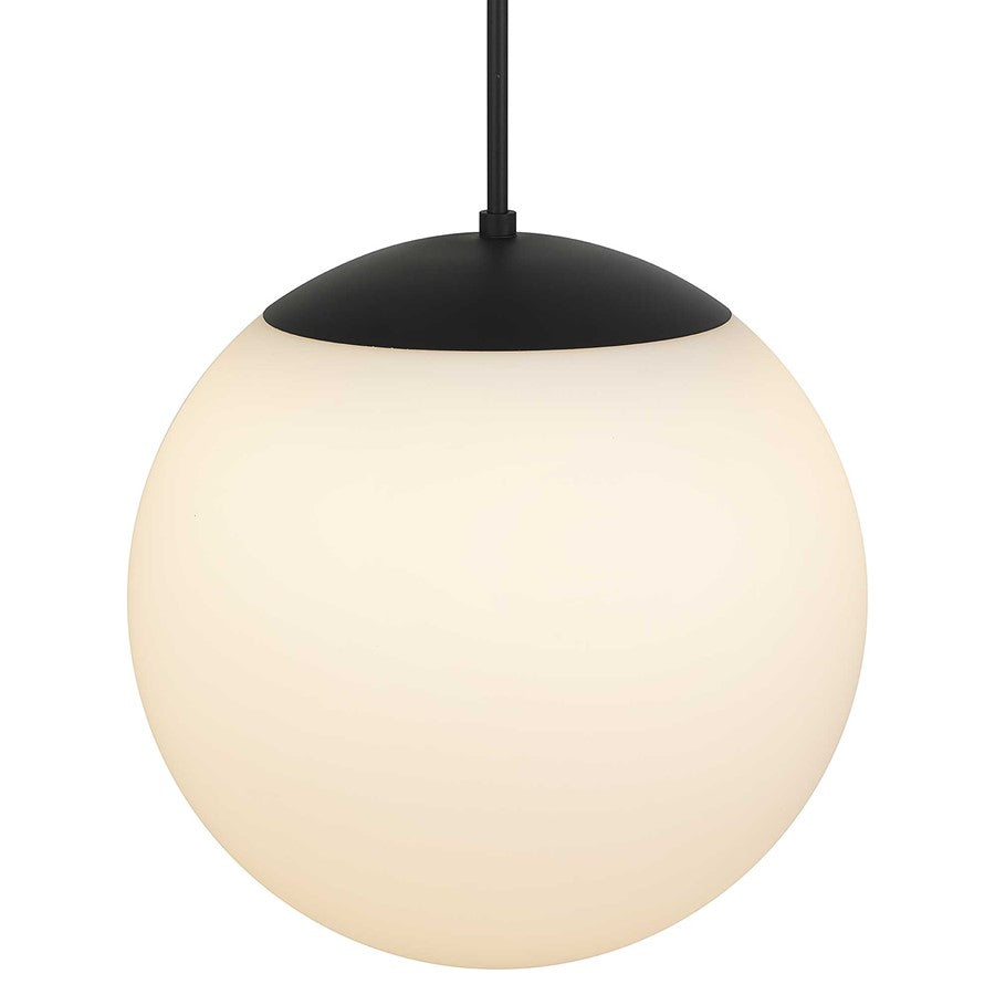Alteck Rondure 18in 1-Light LED Outdoor Pendant | Contemporary Sand Black and Etched White Opal Glass | Covered Patio | Model AP0074-5CCT-W-BK