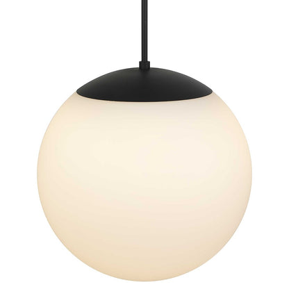 Alteck Rondure 18in 1-Light LED Outdoor Pendant | Contemporary Sand Black and Etched White Opal Glass | Covered Patio | Model AP0074-5CCT-W-BK