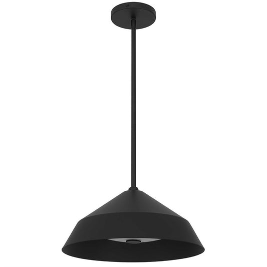 Alteck Nin 14in 1-Light Outdoor Pendant | Contemporary Sand Black and Etched White Glass | Covered Patio & Entryway | Model AP0075-5CCT-W-BK