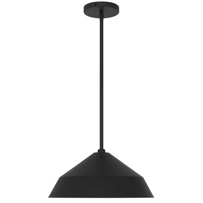 Alteck Nin 14in 1-Light Outdoor Pendant | Contemporary Sand Black and Etched White Glass | Covered Patio & Entryway | Model AP0075-5CCT-W-BK
